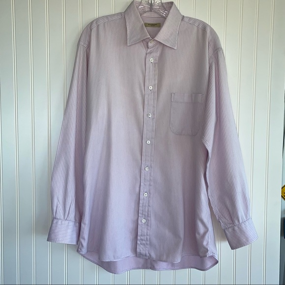 Burberry Other - Burberry men’s long sleeve shirt SIZE 16-1/2 R light pink small stripe
